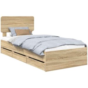 Bed Frame with Drawer Sonoma Oak 100 x 200 cm Engineer Wood vidaXL Bed Frame with Drawer Sonoma Oak 100 x 200 cm Engineer Wood vidaXL