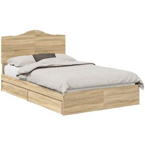 Storage Bed with Drawer Sonoma Oak 120 x 200 cm Engineered Wood vidaXL Storage Bed with Drawer Sonoma Oak 120 x 200 cm Engineered Wood vidaXL