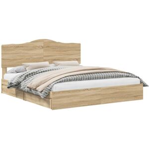 Storage Bed with Drawer Sonoma Oak 180 x 200 cm Engineered Wood vidaXL Storage Bed with Drawer Sonoma Oak 180 x 200 cm Engineered Wood vidaXL