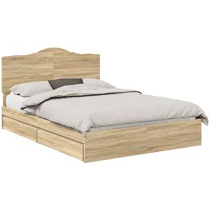 Storage Bed with Drawer Sonoma Oak 160 x 200 cm Engineered Wood vidaXL Storage Bed with Drawer Sonoma Oak 160 x 200 cm Engineered Wood vidaXL