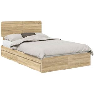 Storage Bed with Drawer Sonoma Oak 120 x 200 cm Engineered Wood vidaXL Storage Bed with Drawer Sonoma Oak 120 x 200 cm Engineered Wood vidaXL