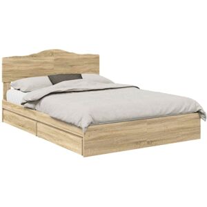Storage Bed with Drawer Sonoma Oak 160 x 200 cm Engineered Wood vidaXL Storage Bed with Drawer Sonoma Oak 160 x 200 cm Engineered Wood vidaXL