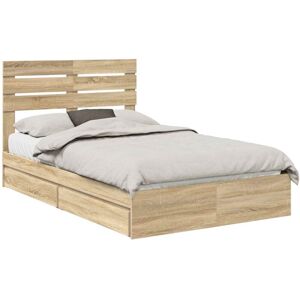 Storage Bed with Drawer Sonoma Oak 120 x 200 cm Engineered Wood vidaXL Storage Bed with Drawer Sonoma Oak 120 x 200 cm Engineered Wood vidaXL