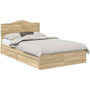 Storage Bed with Drawer Sonoma Oak 120 x 200 cm Engineered Wood vidaXL Storage Bed with Drawer Sonoma Oak 120 x 200 cm Engineered Wood vidaXL