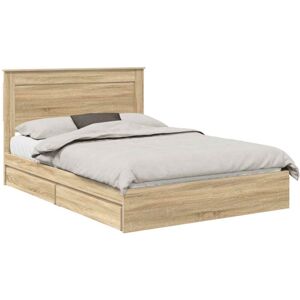 Storage Bed with Drawer Sonoma Oak 160 x 200 cm Engineered Wood vidaXL Storage Bed with Drawer Sonoma Oak 160 x 200 cm Engineered Wood vidaXL