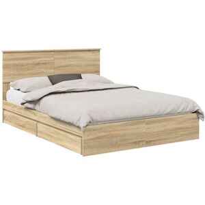 Storage Bed with Drawer Sonoma Oak 160 x 200 cm Engineered Wood vidaXL Storage Bed with Drawer Sonoma Oak 160 x 200 cm Engineered Wood vidaXL