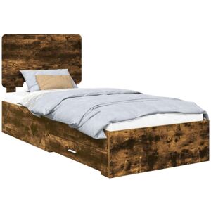 Bed Frame with Drawer Smoked Oak 100 x 200 cm Engineered Wood vidaXL Bed Frame with Drawer Smoked Oak 100 x 200 cm Engineered Wood vidaXL