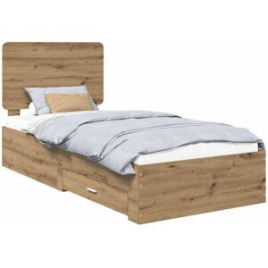 Bed Frame with Drawer Artisan Oak 100 x 200 cm Engineered Wood vidaXL Bed Frame with Drawer Artisan Oak 100 x 200 cm Engineered Wood vidaXL