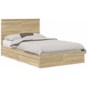 Storage Bed with Drawer Sonoma Oak 120 x 200 cm Engineered Wood vidaXL Storage Bed with Drawer Sonoma Oak 120 x 200 cm Engineered Wood vidaXL