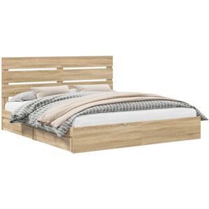 Storage Bed with Drawer Sonoma Oak 180 x 200 cm Engineered Wood vidaXL Storage Bed with Drawer Sonoma Oak 180 x 200 cm Engineered Wood vidaXL