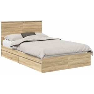 Storage Bed with Drawer Sonoma Oak 120 x 200 cm Engineered Wood vidaXL Storage Bed with Drawer Sonoma Oak 120 x 200 cm Engineered Wood vidaXL
