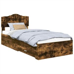 Bed Frame with Headboard Smoked Oak 75 x 190 cm Engineered Wood vidaXL Bed Frame with Headboard Smoked Oak 75 x 190 cm Engineered Wood vidaXL