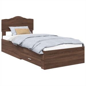 Bed Frame with Headboard Brown Oak 75 x 190 cm Engineered Wood vidaXL Bed Frame with Headboard Brown Oak 75 x 190 cm Engineered Wood vidaXL