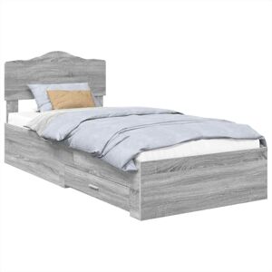 Bed Frame with Drawer Grey Sonoma 100 x 200 cm Engineered Wood vidaXL Bed Frame with Drawer Grey Sonoma 100 x 200 cm Engineered Wood vidaXL
