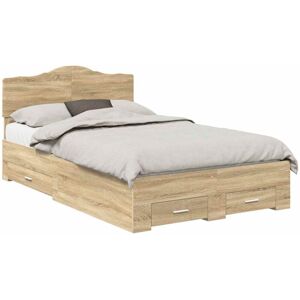 Bed Frame with Drawer Sonoma Oak 120 x 200 cm Engineered Wood vidaXL Bed Frame with Drawer Sonoma Oak 120 x 200 cm Engineered Wood vidaXL