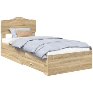 Bed Frame with Headboard Sonoma Oak 90 x 190 cm Engineered Wood vidaXL Bed Frame with Headboard Sonoma Oak 90 x 190 cm Engineered Wood vidaXL