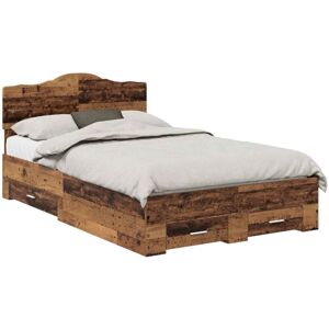 Bed Frame with Headboard Old Wood 135 x 190 cm Engineered Wood vidaXL Bed Frame with Headboard Old Wood 135 x 190 cm Engineered Wood vidaXL