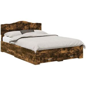 Bed Frame with Drawer Smoked Oak 150 x 200 cm Engineered Wood vidaXL Bed Frame with Drawer Smoked Oak 150 x 200 cm Engineered Wood vidaXL