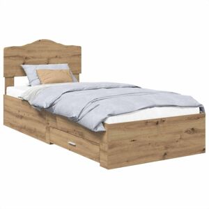 Bed Frame with Drawer Artisan Oak 90 x 200 cm Engineered Wood vidaXL Bed Frame with Drawer Artisan Oak 90 x 200 cm Engineered Wood vidaXL