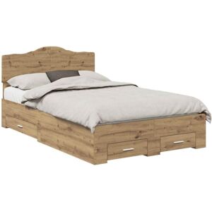 Bed Frame with Drawer Artisan Oak 120 x 190 cm Engineered Wood vidaXL Bed Frame with Drawer Artisan Oak 120 x 190 cm Engineered Wood vidaXL