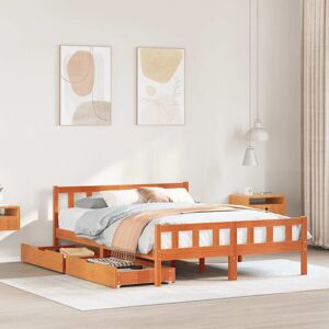 Bed Frame without Mattress Wax Brown 150x200 cm King Size Solid Wood Pine vidaXL Bed Frame without Mattress Wax Brown 150x200 cm King Size Solid Wood Pine vidaXL
