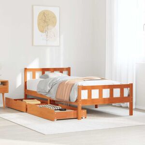 Bed Frame without Mattress Wax Brown 75x190 cm Small Single Solid Wood Pine vidaXL Bed Frame without Mattress Wax Brown 75x190 cm Small Single Solid Wood Pine vidaXL