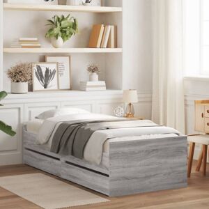 Bed Frame with Drawers without Mattress Grey Sonoma 100x200 cm Vidaxl Bed Frame with Drawers without Mattress Grey Sonoma 100x200 cm Vidaxl