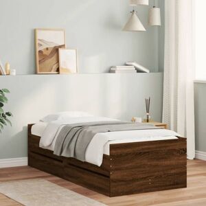 Bed Frame without Mattress Brown Oak 75x190 cm Small Single Small Single Vidaxl Bed Frame without Mattress Brown Oak 75x190 cm Small Single Small Single Vidaxl