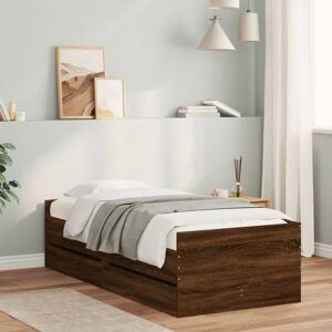 Bed Frame with Drawers without Mattress Brown Oak 90x190 cm Single Vidaxl Bed Frame with Drawers without Mattress Brown Oak 90x190 cm Single Vidaxl