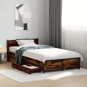 Bed Frame with Drawers without Mattress Smoked Oak 75x190 cm Small Single Vidaxl Bed Frame with Drawers without Mattress Smoked Oak 75x190 cm Small Single Vidaxl