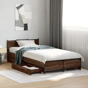 Bed Frame with Drawers without Mattress Brown Oak 75x190 cm Small Single Vidaxl Bed Frame with Drawers without Mattress Brown Oak 75x190 cm Small Single Vidaxl