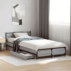 Bed Frame with Drawers without Mattress Grey Sonoma 100x200 cm Vidaxl Bed Frame with Drawers without Mattress Grey Sonoma 100x200 cm Vidaxl