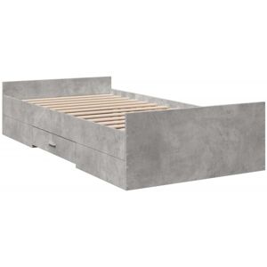 Bed Frame with Drawers without Mattress Concrete Grey 75x190 cm Small Single Vidaxl Bed Frame with Drawers without Mattress Concrete Grey 75x190 cm Small Single Vidaxl