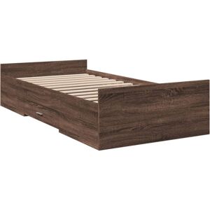 Bed Frame with Drawers without Mattress Brown Oak 75x190 cm Small Single Vidaxl Bed Frame with Drawers without Mattress Brown Oak 75x190 cm Small Single Vidaxl
