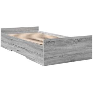 Bed Frame with Drawers without Mattress Grey Sonoma 75x190 cm Small Single Vidaxl Bed Frame with Drawers without Mattress Grey Sonoma 75x190 cm Small Single Vidaxl
