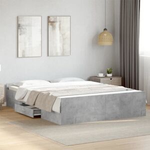 Bed Frame with Drawers without Mattress Concrete Grey 150x200 cm King Size Vidaxl Bed Frame with Drawers without Mattress Concrete Grey 150x200 cm King Size Vidaxl