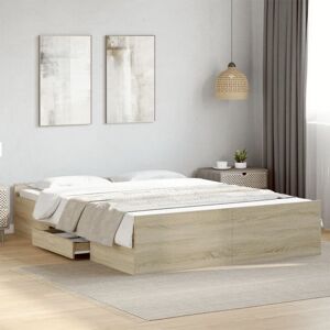 Bed Frame with Drawers without Mattress Sonoma Oak 150x200 cm King Size Vidaxl Bed Frame with Drawers without Mattress Sonoma Oak 150x200 cm King Size Vidaxl
