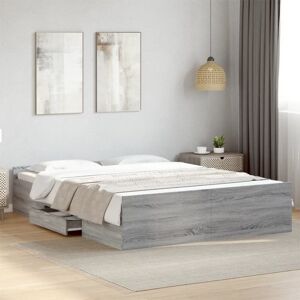 Bed Frame with Drawers without Mattress Grey Sonoma 160x200 cm Vidaxl Bed Frame with Drawers without Mattress Grey Sonoma 160x200 cm Vidaxl