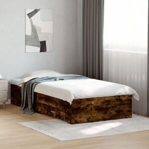 Bed Frame with Drawers without Mattress Smoked Oak 90x190 cm Single Vidaxl Bed Frame with Drawers without Mattress Smoked Oak 90x190 cm Single Vidaxl