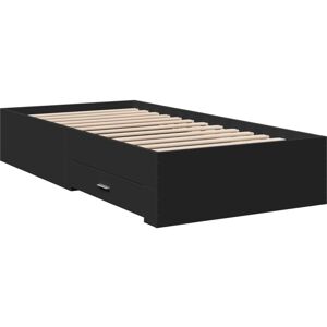 Bed Frame with Drawers without Mattress Black 75x190 cm Small Single Vidaxl Bed Frame with Drawers without Mattress Black 75x190 cm Small Single Vidaxl