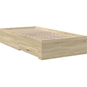 Bed Frame with Drawers without Mattress Sonoma Oak 75x190 cm Small Single vidaXL Bed Frame with Drawers without Mattress Sonoma Oak 75x190 cm Small Single vidaXL