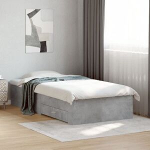 Bed Frame with Drawers without Mattress Concrete Grey 75x190 cm Small Single Vidaxl Bed Frame with Drawers without Mattress Concrete Grey 75x190 cm Small Single Vidaxl