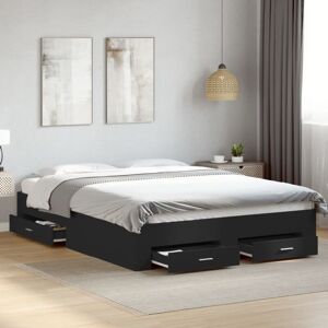 Bed Frame with Drawers without Mattress Black 150x200 cm King Size Vidaxl Bed Frame with Drawers without Mattress Black 150x200 cm King Size Vidaxl