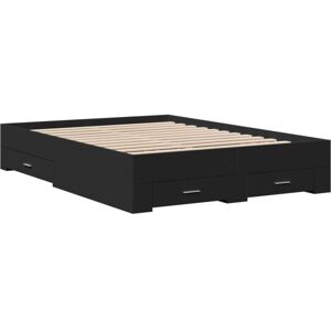 Bed Frame with Drawers without Mattress Black 135x190 cm Double Vidaxl Bed Frame with Drawers without Mattress Black 135x190 cm Double Vidaxl