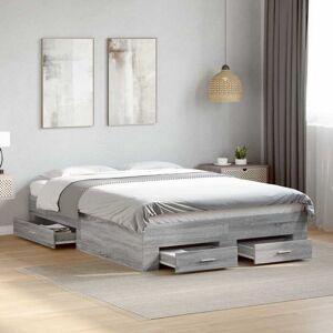 Bed Frame with Drawers without Mattress Grey Sonoma 135x190 cm Double Vidaxl Bed Frame with Drawers without Mattress Grey Sonoma 135x190 cm Double Vidaxl