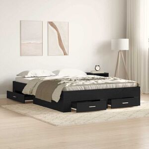 Vidaxl Black Oak 135x190 cm Bed Frame with Drawers Vidaxl Black Oak 135x190 cm Bed Frame with Drawers
