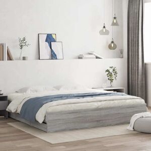 Bed Frame with Drawers without Mattress Grey Sonoma 200x200 cm Vidaxl Bed Frame with Drawers without Mattress Grey Sonoma 200x200 cm Vidaxl