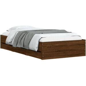 Bed Frame with Drawers without Mattress Brown Oak 90x190 cm Single Vidaxl Bed Frame with Drawers without Mattress Brown Oak 90x190 cm Single Vidaxl