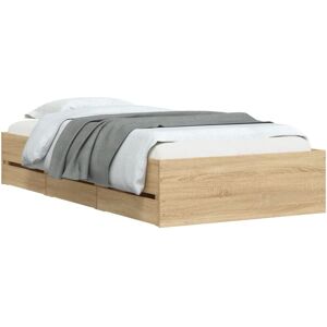 Bed Frame with Drawers without Mattress Sonoma Oak 90x190 cm Single vidaXL Bed Frame with Drawers without Mattress Sonoma Oak 90x190 cm Single vidaXL