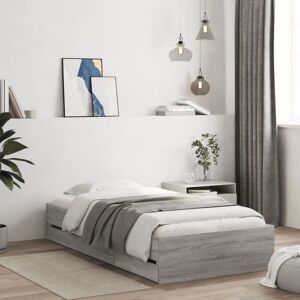 Bed Frame with Drawers without Mattress Grey Sonoma 90x200 cm vidaXL Bed Frame with Drawers without Mattress Grey Sonoma 90x200 cm vidaXL
